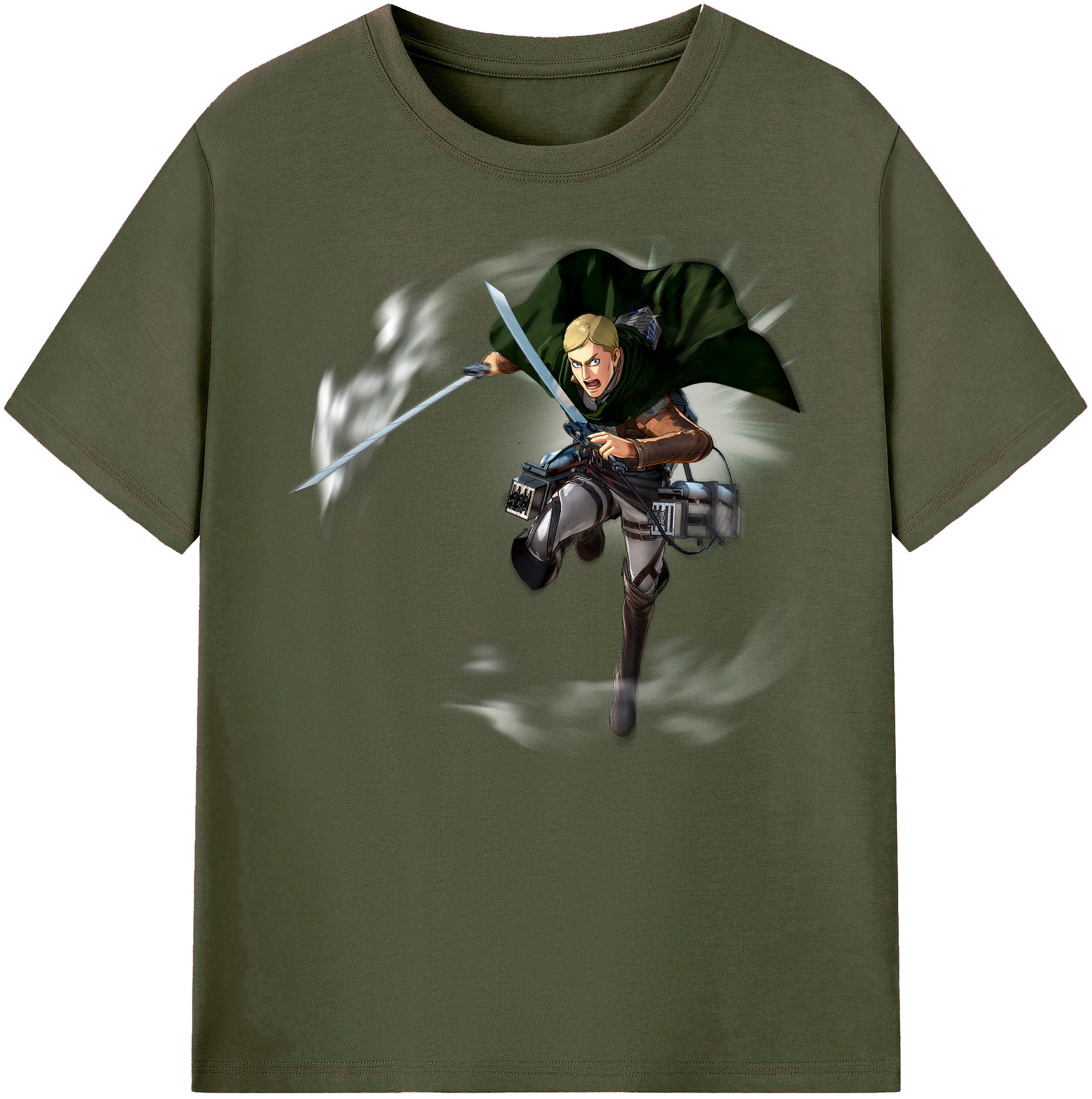 （画像用） 進撃の巨人 エルヴィン・スミス Attack on Titan Erwin Smith 綿100％ メンズ半袖Tシャツ｜肌触りやわらか＆通気性